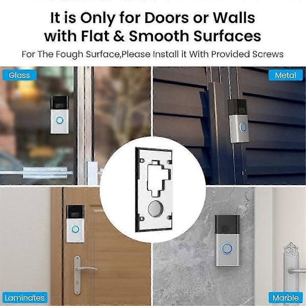 No-Drill Video Dörrklocka Fäste kompatibelt med Ring Video Doorbell (2020 års modell), Tillbehör för Dörrklocka Monteringshållare