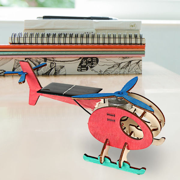 Træ Solar Energy Aircraft Pædagogisk Legetøj Håndværk DIY Model Vidunderlig Kid Gift