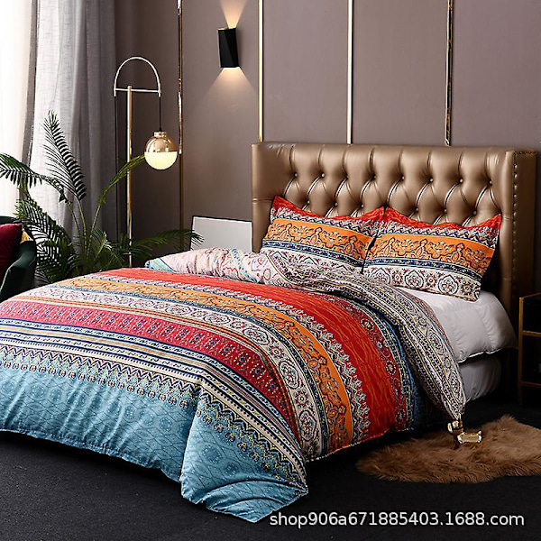 Bohemsk Vattert Sengeteppe Dobbel 3 Deler Lappeteppe Sengeteppe Reversibel Myk Mikrofiber Sengetøy 220*240cm