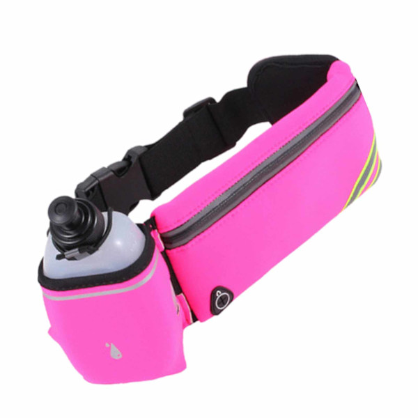 Löparbälte Vattentätt justerbar elastisk midjerem Outdoor Sports Midjeväska med vattenflaska Rose Red