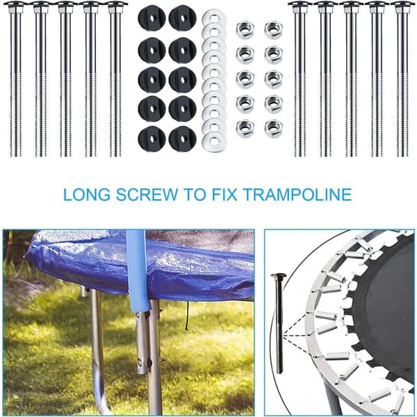 10-pack Trampoline Accessories for Trampoline Poles, Trampoline Spacers, Trampoline Fixing Screws Black