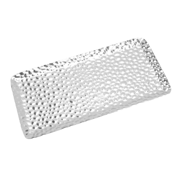 Hamrad bricka utsökt luktfri serveringsbricka i rostfritt stål för vardagsrum sovrum kök badrum 19,5x9,5cm silver