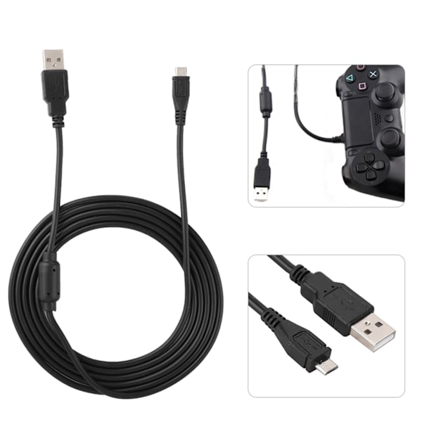1,8M USB-laddningskabel med magnetring för PS4 / Slim / Pro Controller Gamepad