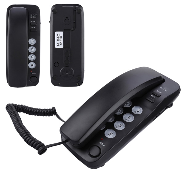 Väggmonterad fast telefonförlängning Ingen nummerpresentation Hemtelefon för hotellfamiljen (svart)