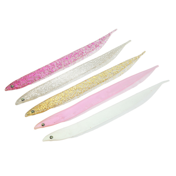 5 stk. fiskesimuleringsagn hårtail saury blød agn havfiskeriagn 28cm farverig