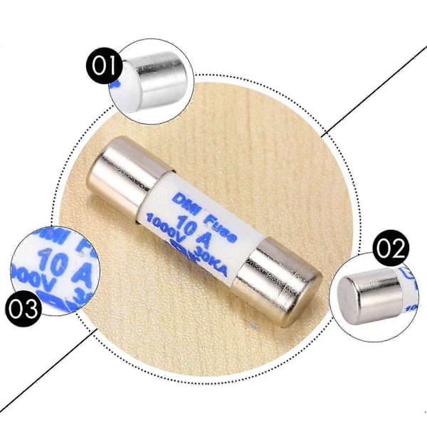 Yleismittarin 10 x 38mm 1000V 10A Sylinterimäinen keraaminen sulake