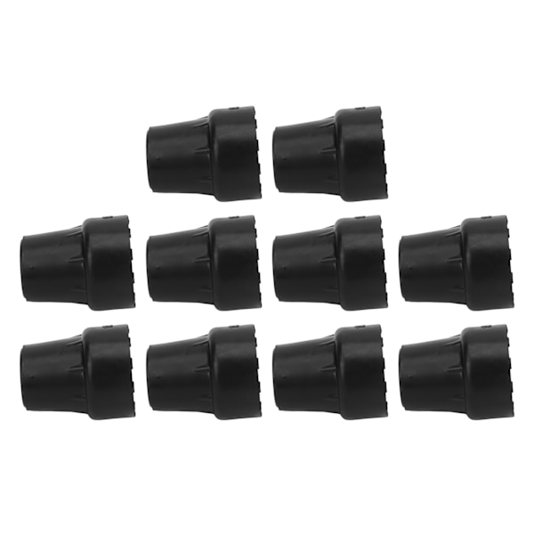10 stk. Krykkespids Gummi 19 mm Indvendig diameter Skridningsmodstand Universal Heavy Duty Walking Cane Tip Sort