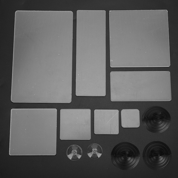 Stempelblokk i akryl, gjennomsiktig med hvite stiplede linjer for scrapbooking, håndverk og stempling