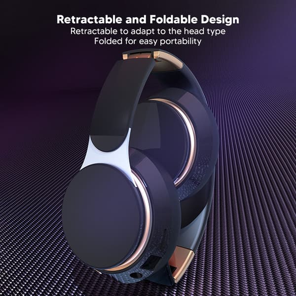 Bluetooth Hörlurar Brusreducerande Stereo Djup Bas Vikbara Infällbara Over Ear Trådlöst Headset för Sport Resor
