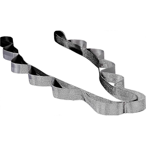 Shiatsu Yoga Stretch Band 2,4 m Træningselastik, Fleksibilitet, Gymnastik, Træning - Ikke-elastisk Vævet Nylon Stretch Band af Høj Kvalitet, Sort