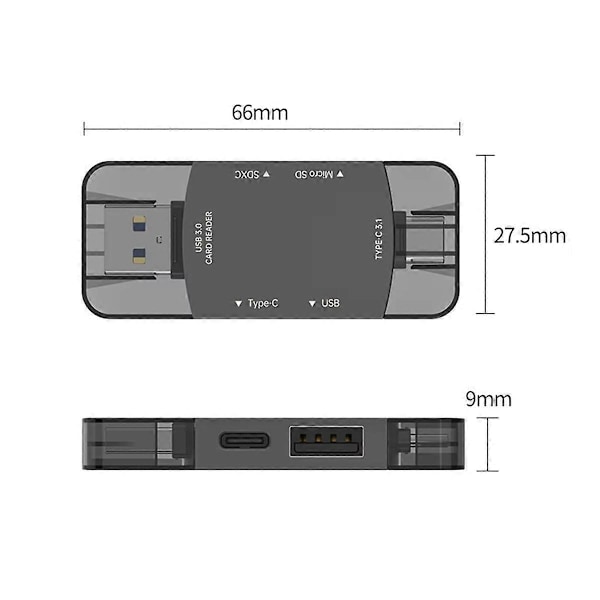 6in1 OTG SD-kortinlukija Type-c 3.1 - USB-sovitin B