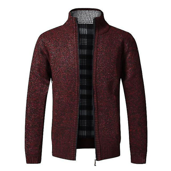 Menn's Cozy Zip-Up Fleece Cardigan i XXL - Rød Jujube