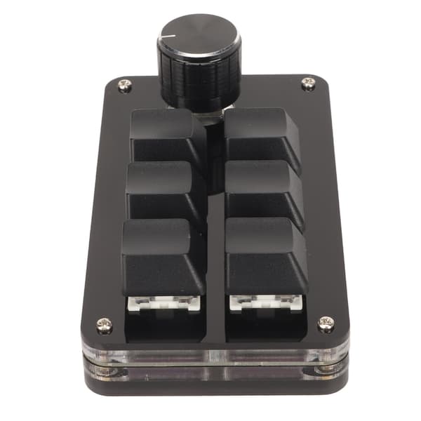6-tasters mini-tastatur med knap RGB-lys blå switch kablet forbindelse plug and play DIY programmerbart enhånds mekanisk tastatur sort