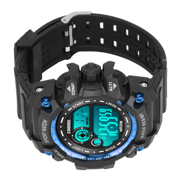 Kids Sports Electronic Watch Multifunksjonelle vanntette klokker Lysende digital LED-klokke Blå