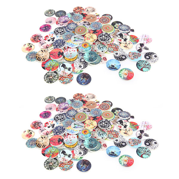 200 st träknappar, handgjorda, 2 hål, runda träknappar för sömnad, DIY-hantverk, 20 mm