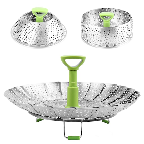 Dampkoger Kurv i Rustfrit Stål, Foldbar (5,1\" til 9\")