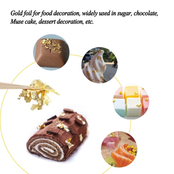 10 ml kultahiutaleita kultalehtikoristeita kultafoliolla ruoanlaittokakun suklaakoriste