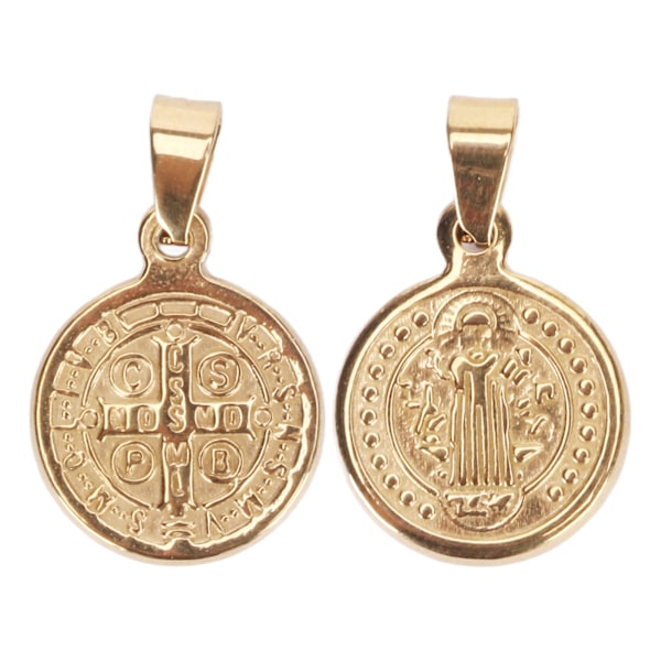 2kpl Saint Benedict riipus klassinen ruostumattomasta teräksestä valmistettu pyöreä ruosteenkestävä St Benedict riipuskoru miehille, naisille