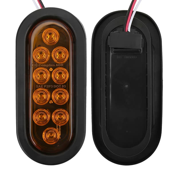 2 stk 10LED sidemarkeringslys 6 tommer oval IP67 vanntett baklykt overflatemontert for lastebilhenger, ravfarget