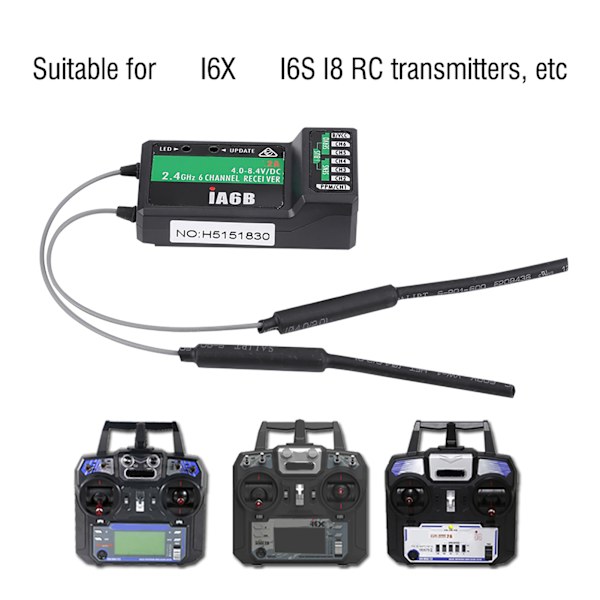 Flysky FS‑IA6B IA6B 2.4G 6CH RC-vastaanotin PPM FS‑I6X FS‑I6S I8 RC-lähettimelle