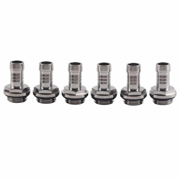 6 st PC Vattenkylning TwoTouch Fitting G1/4 gängad hullingskontakt för rör 9,2 mm