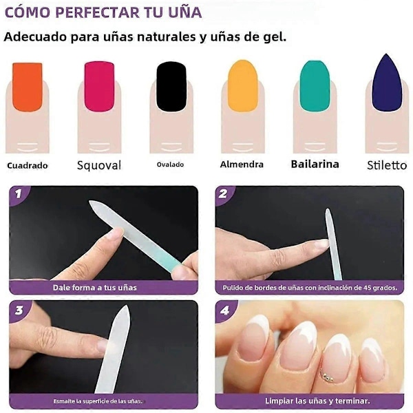 1 stk. Professionel Glas Neglefil Assorterede Farver Dobbeltsidet Transparent Gradient Manicure DIY Skønhedsværktøjer til Kvinder og Piger 1 stk.1