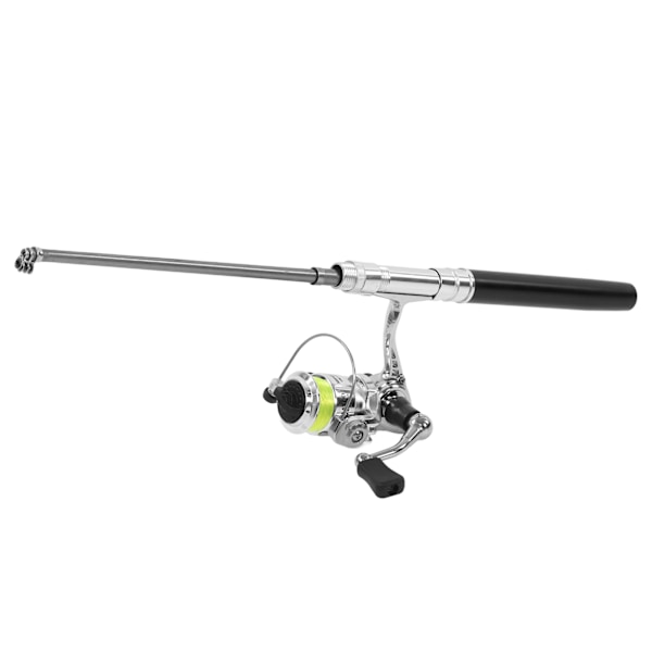 Bärbar Mini Pen Forma Fiske Spö Stång Fick Retractable Fiske Spö med Rulle HjulSvart