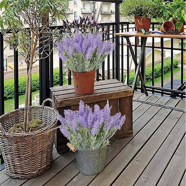 3 st Lavendel Konstgjorda Blommor 7 Grenar Falsk Blomma Lila Buskar Grönska Buske Falsk Växt Dekoration för Blombukett Krans Kruka Balkong Terrass Hem