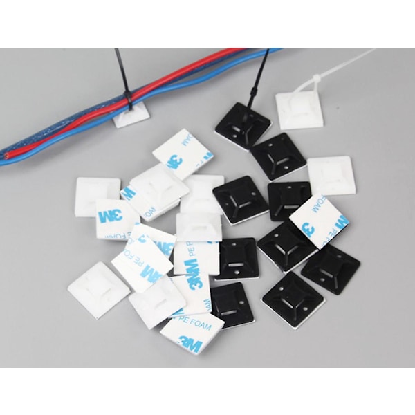 Itseliimautuvat nippusidekiinnikkeet 500 kpl (30mm x 30mm) Itsestään kiinnittyvät nippusiteet Muoviset nippusiteiden pidikkeet Nippusidepohjat Valkoinen