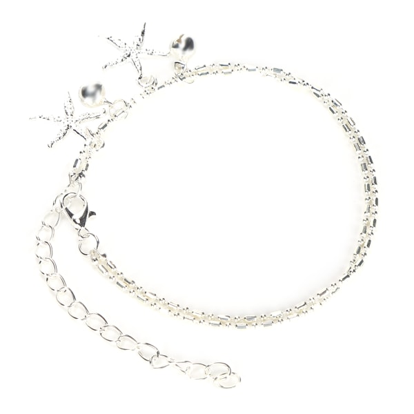 Ankelarmbånd dobbeltlags sjøstjerneklokkeform strandfot ankelkjede smykker sølv