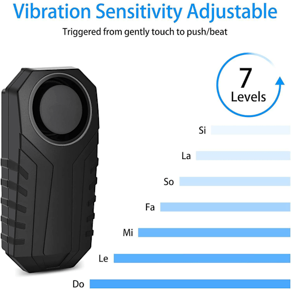 Trådlöst cykelalarmset - Stöldskyddande vibrationsrörelsesensor, IP55 vattentät, superhög