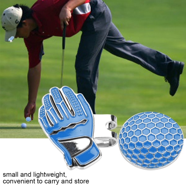 Mini hanskeformet golfhattklemme i rustfritt stål med magnetisk ballmarkør blå