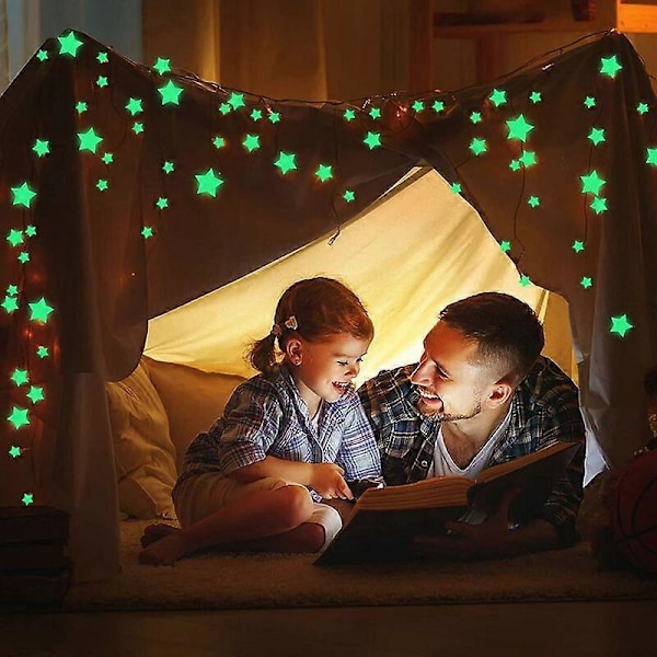 Selvlysende klistremerker, selvlysende stjerner tak vegg klistremerker fluorescerende takdekorasjon selvklebende 1 stk