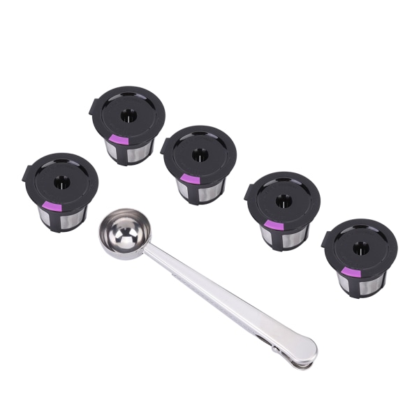 5pcs Household Refillable Coffee Capsule Cup with Spoon Fit for Keurig 2.0 KCUP Coffee Machine