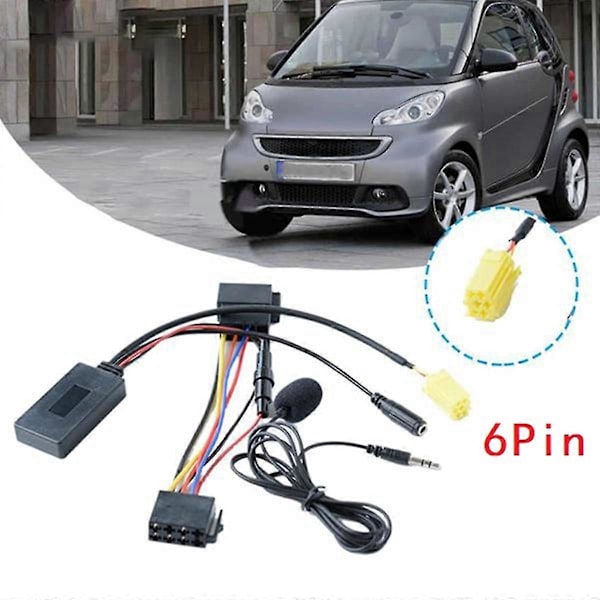 Auton Bluetooth-audioadapteri 159 Smart Fortwo 451 -malliin mikrofonilla, handsfree Aux-kaapeli - 6-nastainen