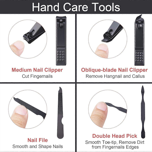 Manikyr Pedikyr Set, 7 Delars Professionellt Nagelset, Rostfritt Stål Nagelbandsklippare, Pedikyr Manikyr Set med Resefodral och Exklusivt Hem