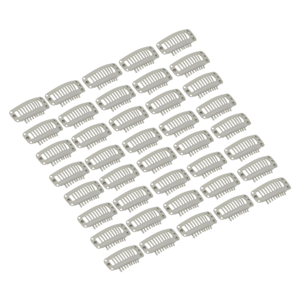 40st perukklämma set rostfritt stål DIY 9 tänder Snap kam hårförlängningsklämmor Tillbehör 1.3in Beige