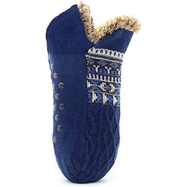 Bløde Sokker - Blå 40-42 Herre Varme Sokker Strikkede Sokker Sherpa Fuzzy Sengestrømper Skridsikre Sokker, One Size