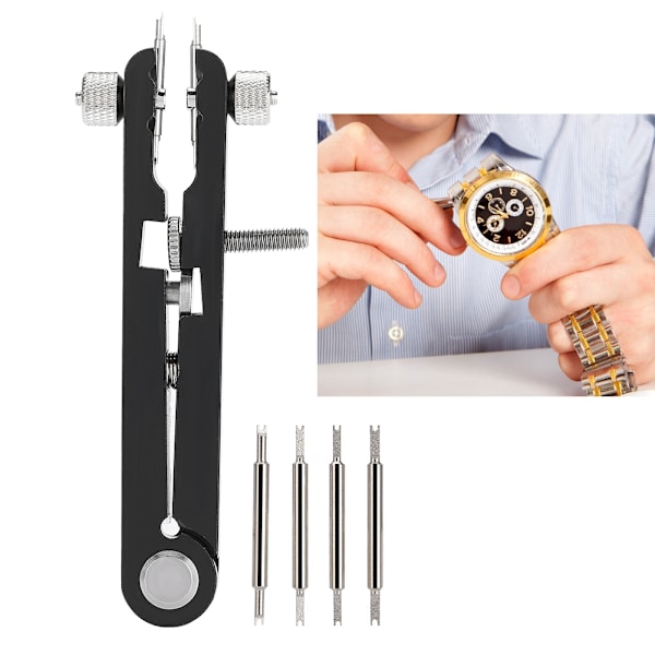 6825 Alloy Watch Rem Remover Adjuster Tool V-formad fjäderstångstång (svart 6-stift)