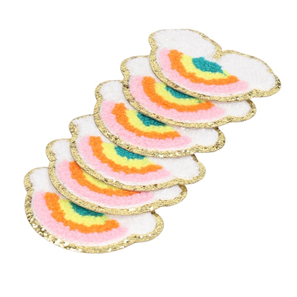 6 stk. Regnbue Patches Lyse Farve Regnbue Sky Mønster Bomuld DIY Broderi Stryge På Tøj Patches