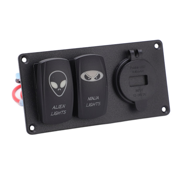 Bil Dual Switch Kombinasjonspanel Bærbart Vippebryterpanel for Bil Båter Bobiler 12/24V