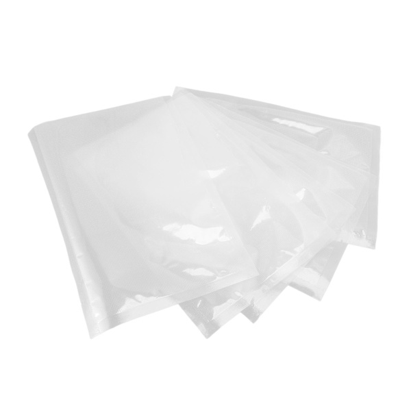 100 st texturerade vakuumpåsar i nät, rullar för livsmedelsförpackningar, vakuumförseglingspåsar för förvaring av grönsaker och frukt, 17 x 25 cm