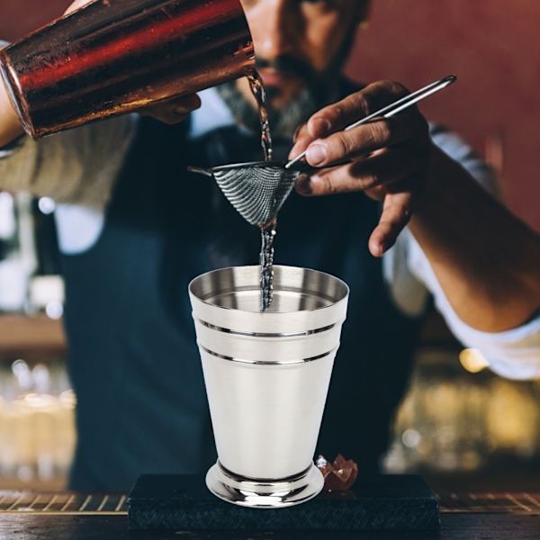 304 Rostfritt stål Isig Cocktailkopp Dricka Vinkopp Anti Fall för Bar Fest Bartender Verktyg (Silver 400ML)