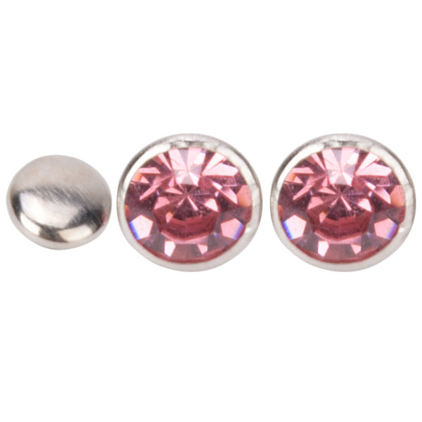 50 set Strassnitar Kristall Diamantnubbar Läder Craft Bag Kläder Dekoration8mm Silver Edge Rosa Diamond