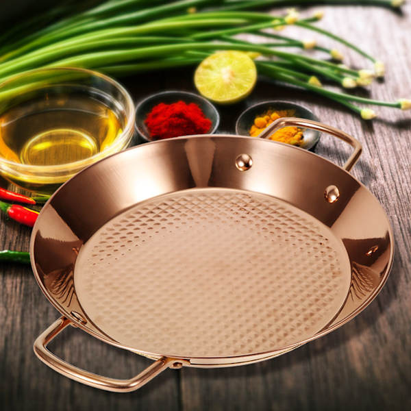 Rustfritt stål gryte sjømatfat med dobbelthåndtak kjøkkenredskap 26cm indre diameter