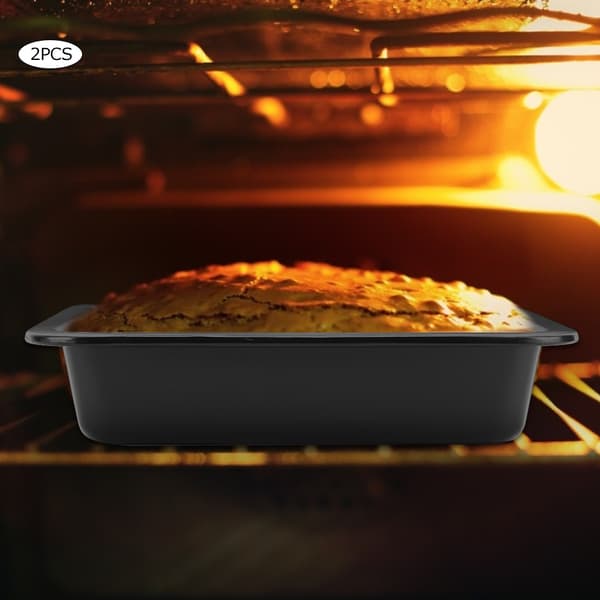 2 stk. firkantet non-stick ostekage pizzaform bageplade køkkenbageværktøj (sort)