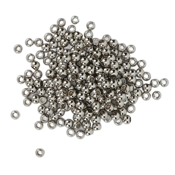 200 st distanspärlor Stora hål Runda 5mm/0,2 tum Bländare 10mm/0,4 tum Smycken Harts Distanser för Armband Halsband 10mm Silver