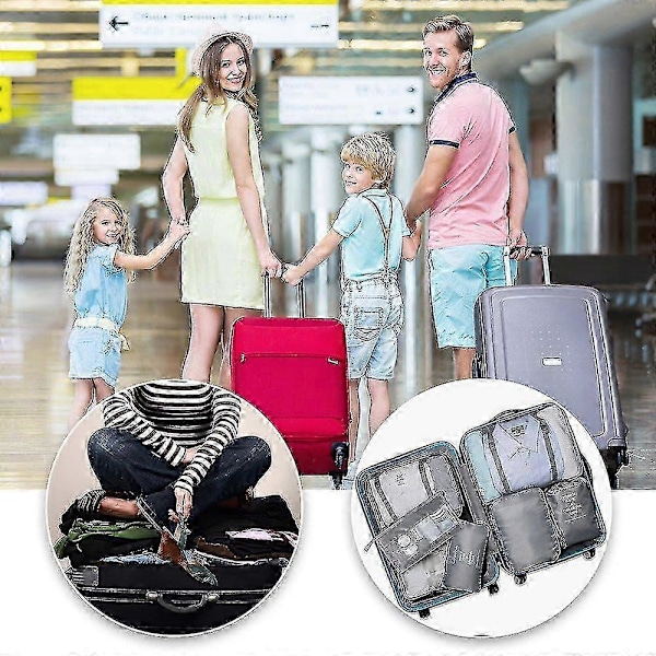 Packningskuber Rese Bagage Packningsorganisatörer Set Med Toalettväska (7 st) - Ny SZJR marinblå