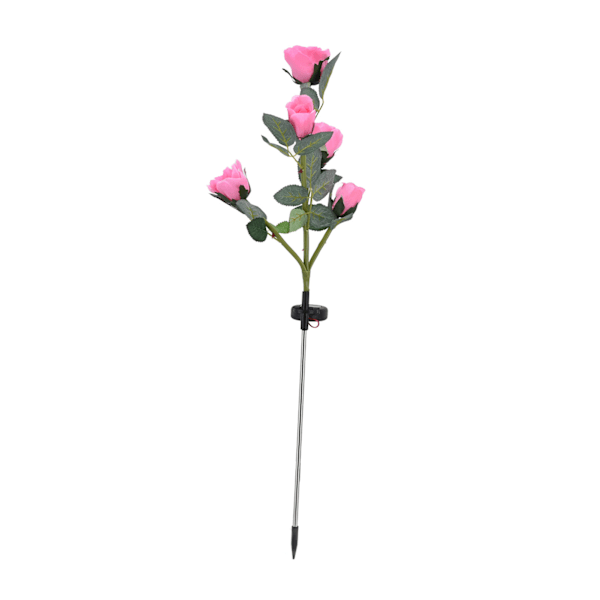 Solcellepanel med solblomster, intelligent lysstyring, vanntett funksjon, solcelleblomsterlys, rosa