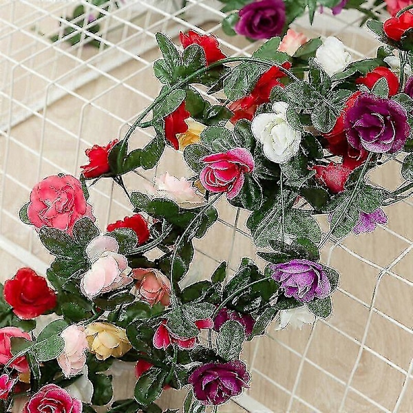 45 Blomster 240 cm Kunstig Blomst Blomster Fake Hængende Guirlande Fest Bryllup Dekoration 4 stk. Forårsrose